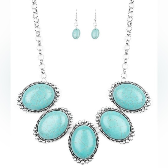 Prairie Goddess turquoise blue necklace and earrings -paparazzi - Picture 3 of 3